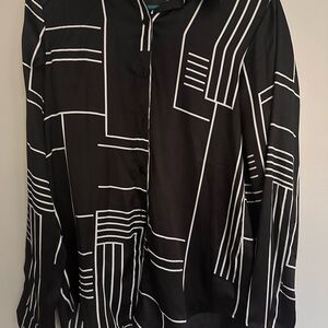 Nasty Gal Black and White Geometric satin Blouse